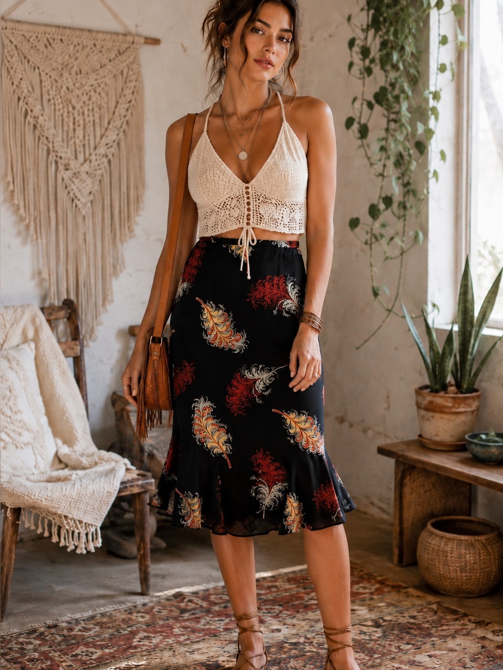 Express Black Feather Print Fairy Grunge Whimsigoth Knit Skirt Size XS